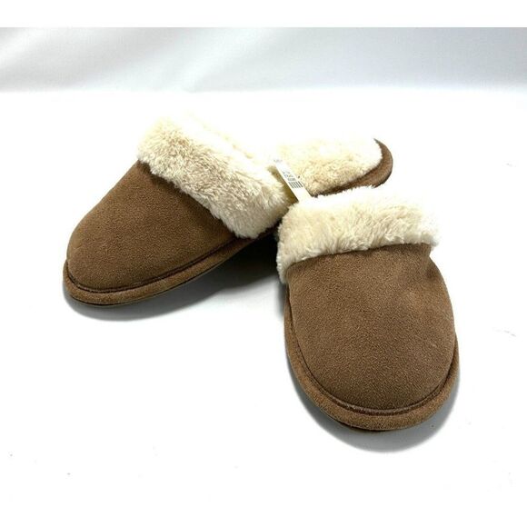 Talbots Shoes - Talbots Mule/Slipper/Slide Tan Suede Faux Shearling Lined  New no Box‎ Size 5